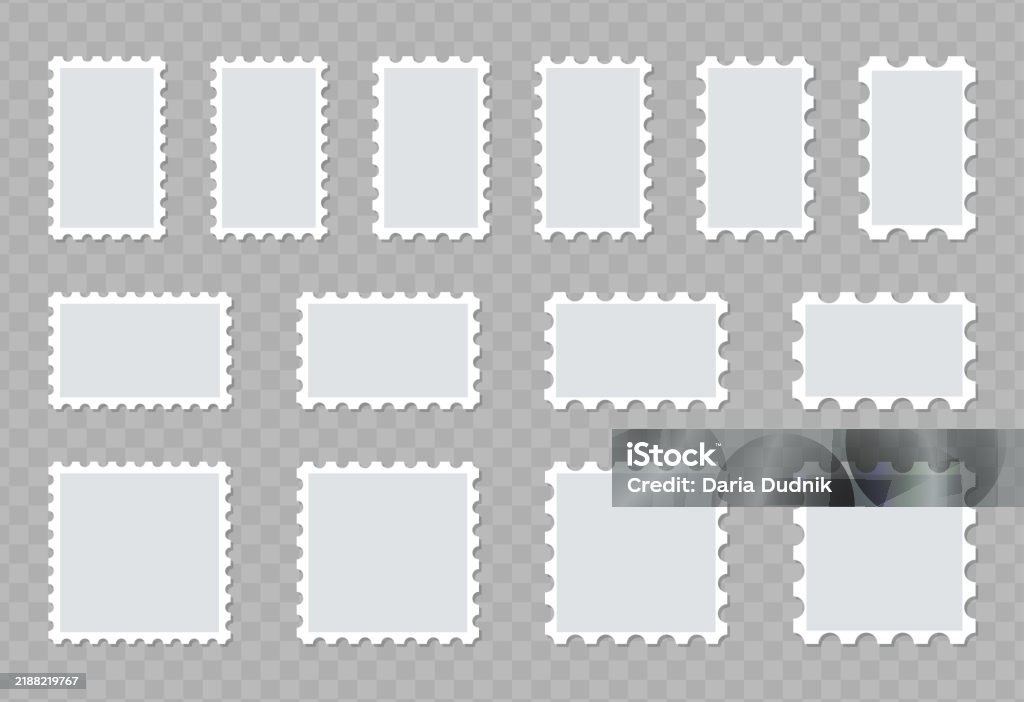 Postage Stamp Templates Set Rectangular Frames With Different ...