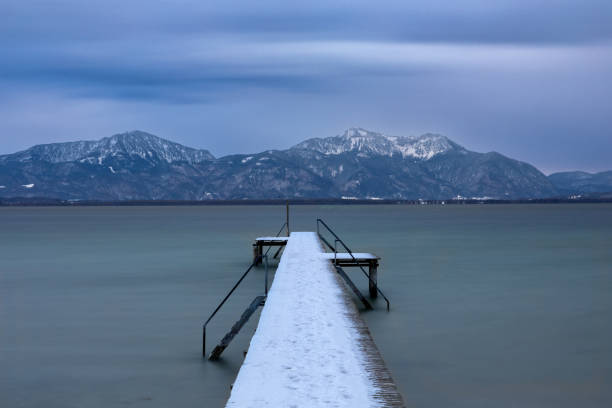Evening light in Seebruck at Lake Chiemsee, Bavaria, Germany in winter