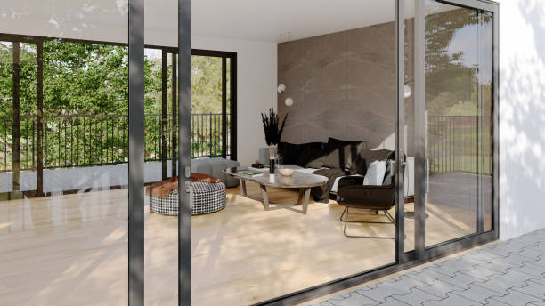 istock Large luxury modern bright interiors Living room mockup illustration 3D rendering image 2188232962