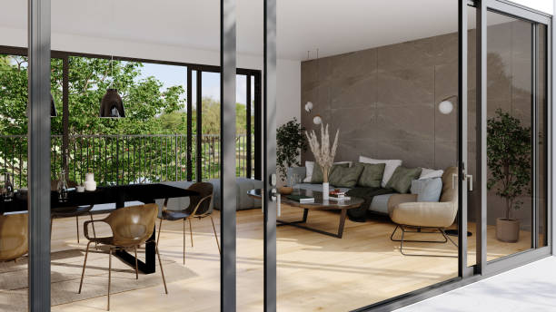 istock Large luxury modern bright interiors Living room mockup illustration 3D rendering image 2188233001