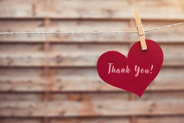 thank you card with heart, gratitude and appreciation message