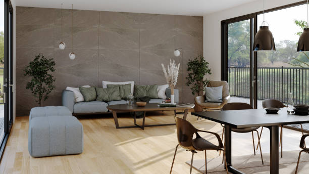 istock Large luxury modern bright interiors Living room mockup illustration 3D rendering image 2188233722