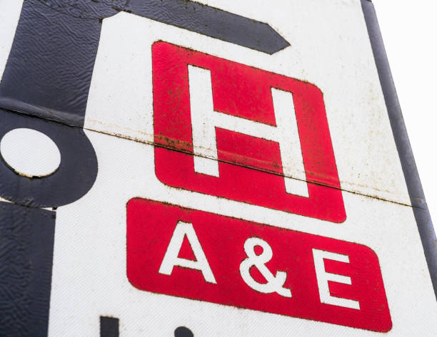 istock Road sign for Hospital with A&E 2188237792