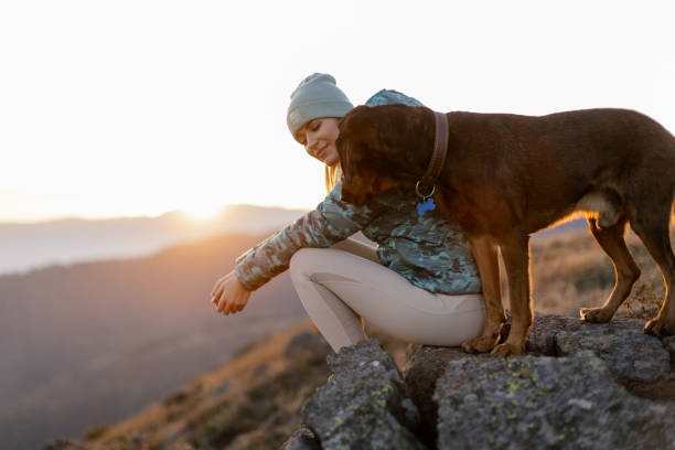 istock Woman with her dog taking a break from hiking 2188241243
