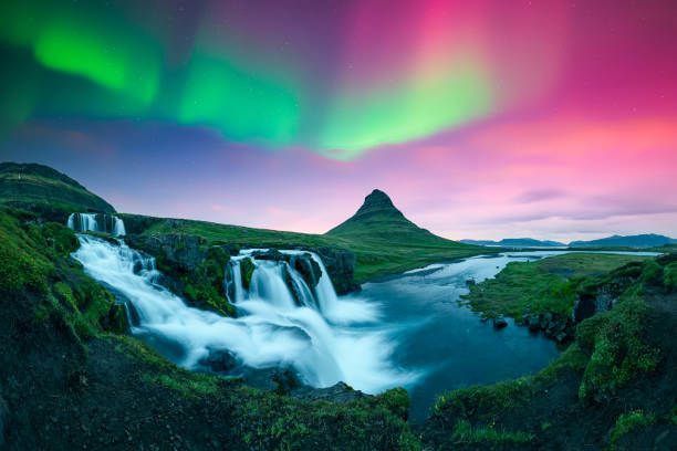 istock Incredible sky with Northern lights over Kirkjufellsfoss waterfall 2188249333