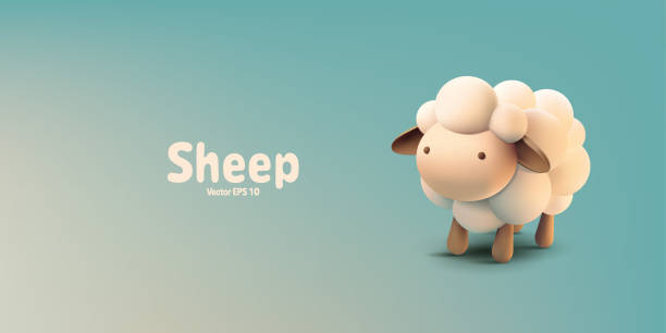 istock Cute beautiful sheep character, 3D. Modern banner for farm animal concepts, and natural wool products. Vector illustration. 2188256456