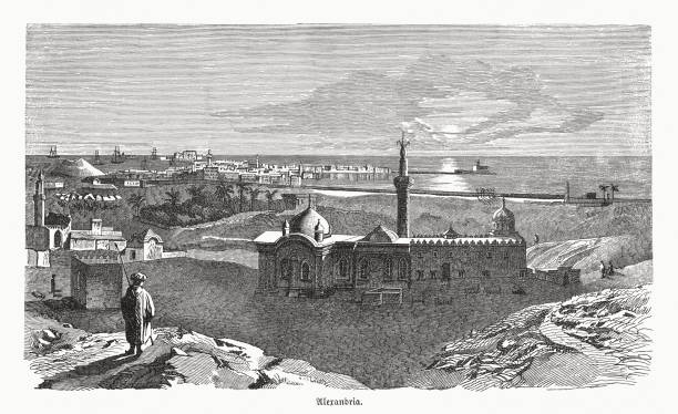istock Historical view of Alexandria, Egypt, wood engraving, published 1883 2188257847