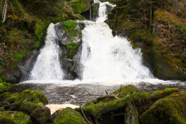 istock Triberg waterfall in the Black Forest, highest fall in Germany, Gutach river plunges over seven major steps into the valley, wooden bridge 2188264330