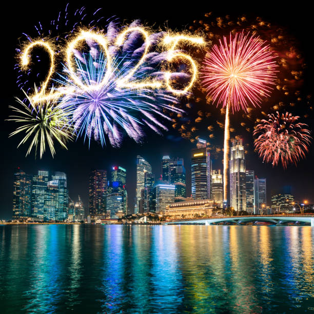 fireworks for the new year in singapore