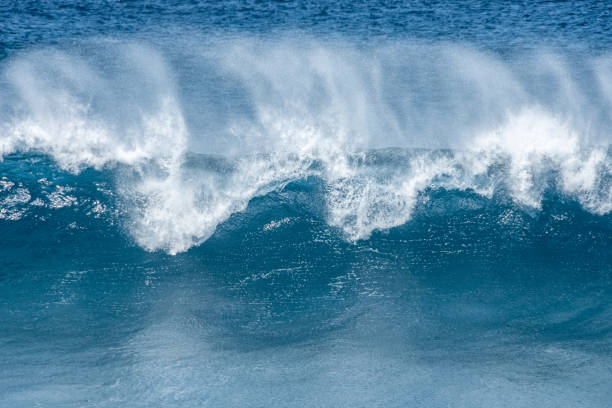 istock An ocean wave crashing, with wind blowing back the spray. 2188278801
