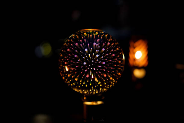 A spherical gas lantern that glows in the dark