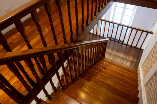 istock Vintage brown wooden staircase 2188286987
