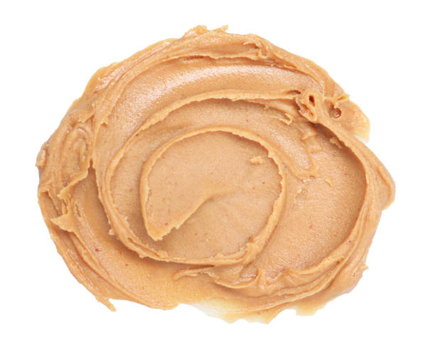istock Tasty nut butter isolated on white, top view 2188287086
