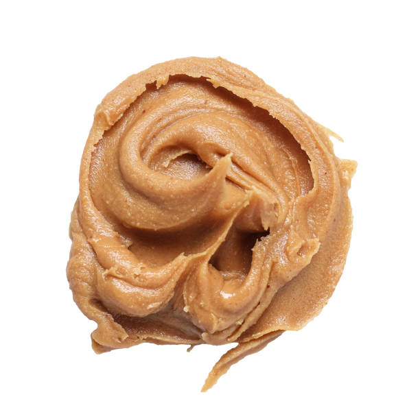istock Tasty nut butter isolated on white, top view 2188287104