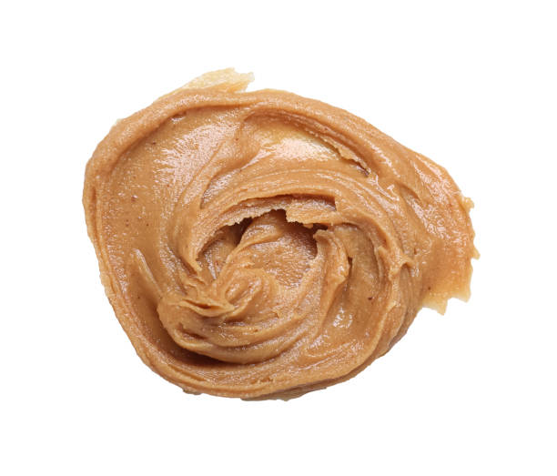 istock Tasty nut butter isolated on white, top view 2188287105