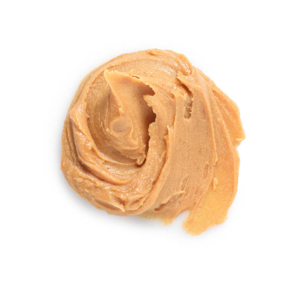 istock Sample of tasty nut butter isolated on white, top view 2188287159