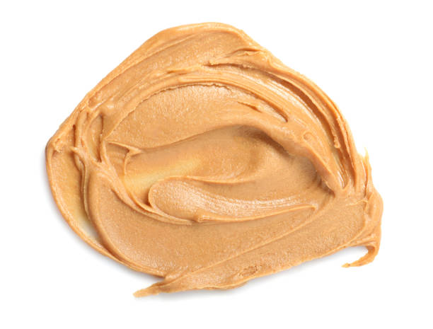 istock Sample of tasty nut butter isolated on white, top view 2188287178