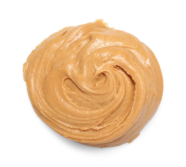 istock Sample of tasty nut butter isolated on white, top view 2188287206