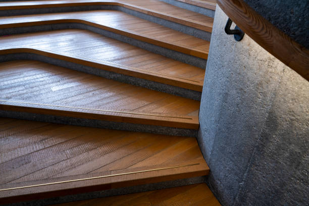 istock Wooden and concrete spiral staircase 2188287707