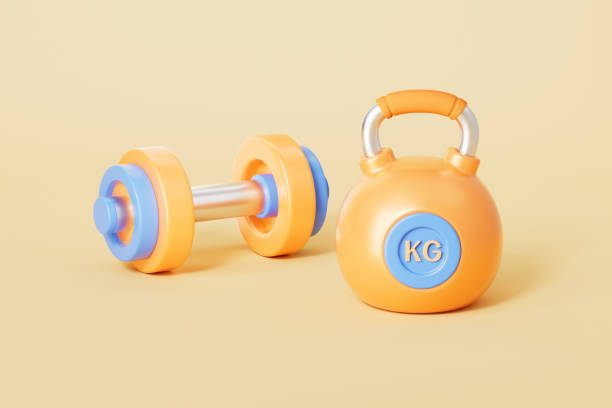istock 3d rendering fitness title dumbbell and kettlebells 2188290530