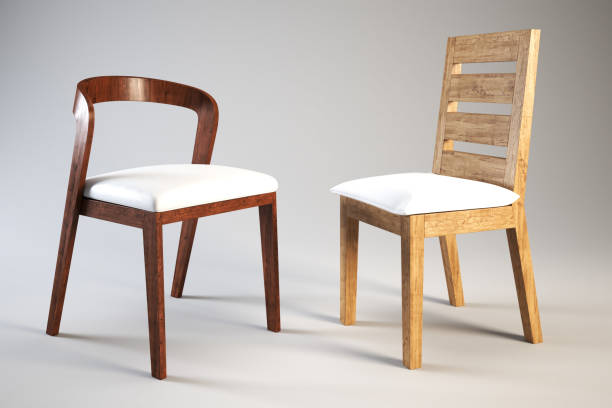 istock Two modern chairs have different colored seats and leg styles. 2188294137