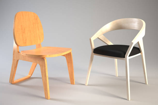 istock Two modern chairs have different colored seats and leg styles. 2188294140
