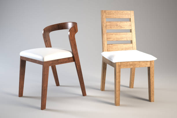 istock Two modern chairs have different colored seats and leg styles. 2188294141