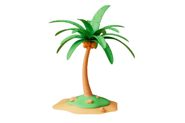 3d rendering cartoon travel coconut tree