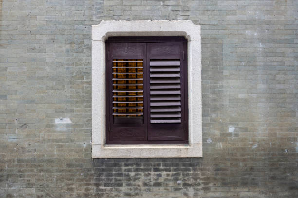 minimalistic view of a window with closed shutters