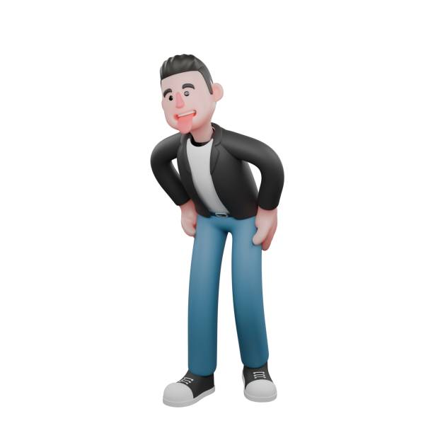 istock Cartoon Cameraman 3D Creative Artwork Design Model. A male cameraman is standing facing forward with his body leaning forward. Illustration 2188295979