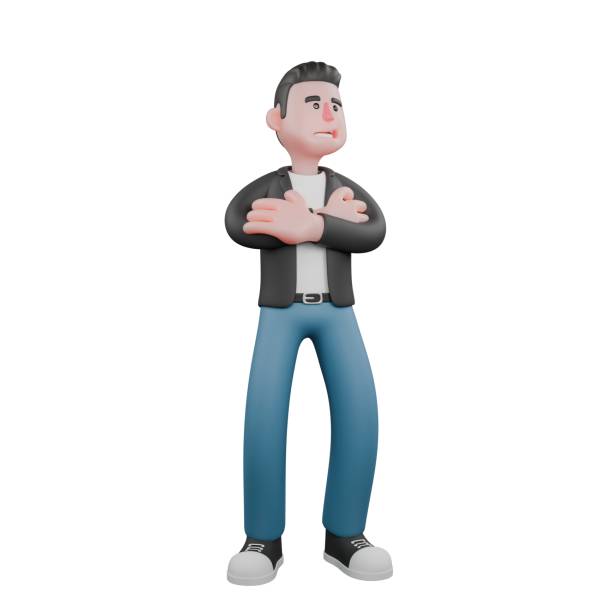 istock 3D Creative Cartoon Cameraman Artwork Design Style Model. A male cameraman is standing facing forward with both hands folded in front of his chest. Illustration 2188296205