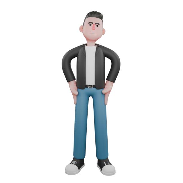 istock Cartoon Cameraman 3D Creative Artwork Design Model. A male cameraman is standing facing forward with both hands beside holding the waist. Illustration 2188296239