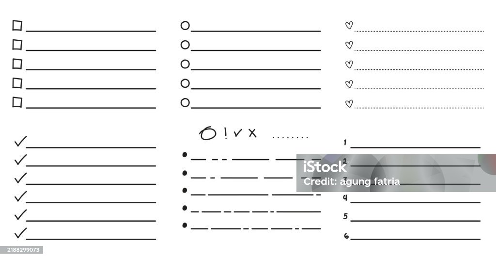 Set Blank To Do Check List Page Doodle Memo Reminder Note Planner Sheet ...