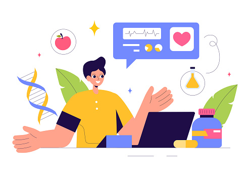 Biohack Vector Illustration Featuring Technological Processes Of ...