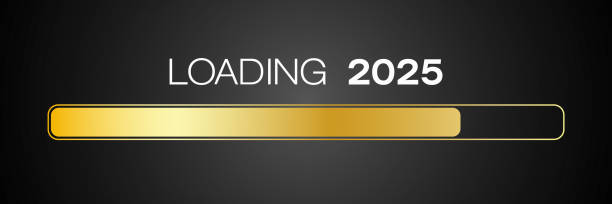 istock Illustration of a loading bar in gold with the message loading 2025. 2188308496