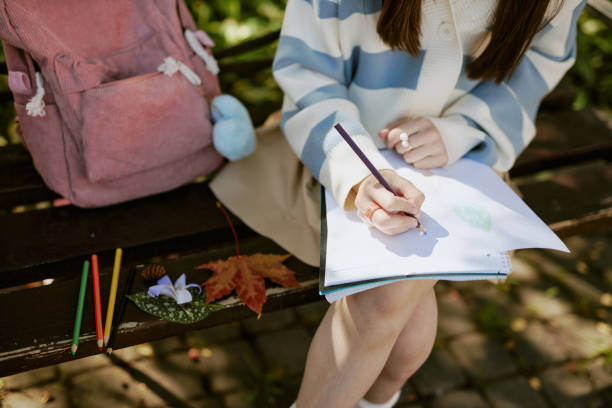 istock Unrecognizable Girl Drawing Outdoors 2188313792