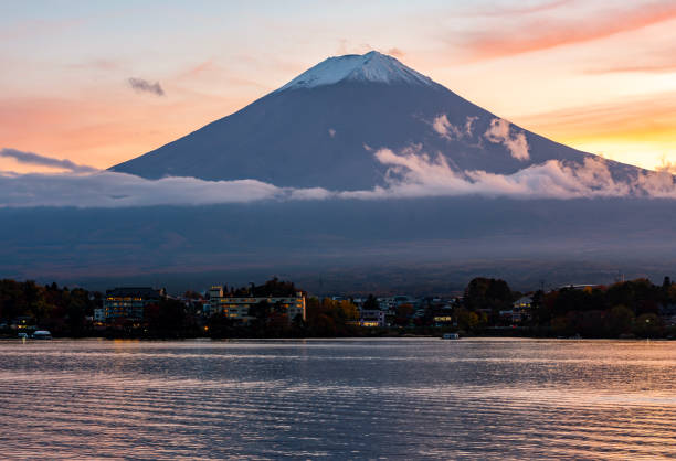 istock Mount Fuji and lake Kawaguchi at sunset, Japan 2188316640