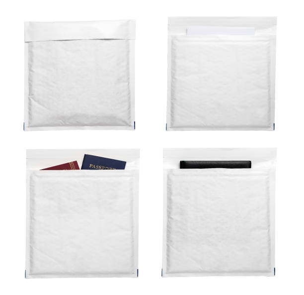 Passport spread in a white paper envelope, Travel concept.