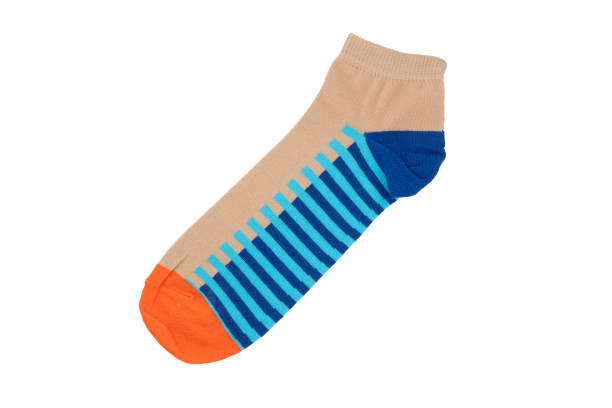 istock Socks with different lines isolated on white background. Colorful socks son white background. Colored socks isolated on white background 2188323182