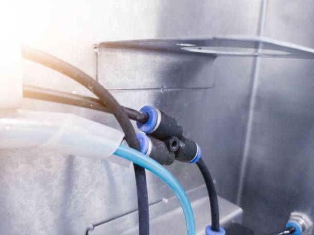 istock Connection fitting for air peneumatic valve system line hose. 2188324161