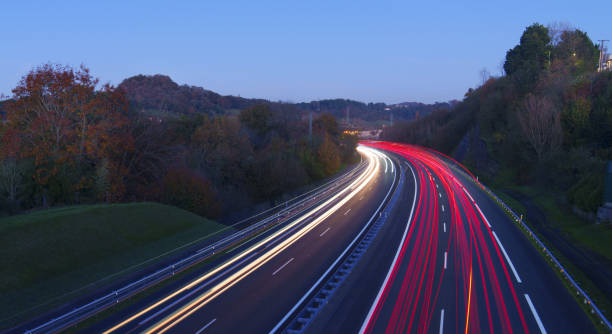 istock AP-1 highway. Car lights at dusk on the AP-1 highway as it passes through Hernani, Euskadi. 2188326830