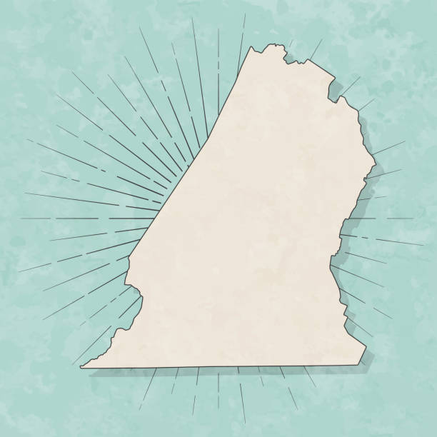Map of Hamilton County - Tennessee, in a trendy vintage style. Beautiful retro illustration with old textured paper and light rays in the background (colors used: blue, green, beige and black for the outline). Vector Illustration (EPS file, well layered and grouped). Easy to edit, manipulate, resize or colorize. Vector and Jpeg file of different sizes.