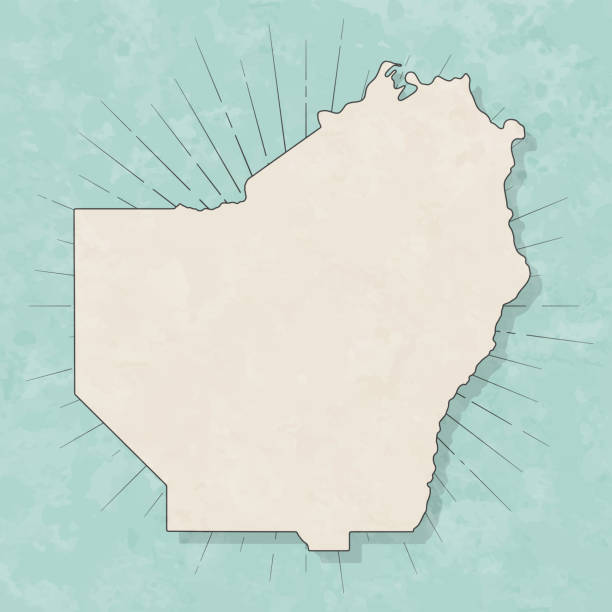 Map of Ouachita parish - Louisiana, in a trendy vintage style. Beautiful retro illustration with old textured paper and light rays in the background (colors used: blue, green, beige and black for the outline). Vector Illustration (EPS file, well layered and grouped). Easy to edit, manipulate, resize or colorize. Vector and Jpeg file of different sizes.