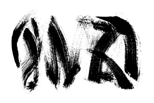 istock Black Hand Painted Bold Brush Stroke with Grunge Texture. Abstract background with grunge black lines. Retro damaged strokes. 2188333546