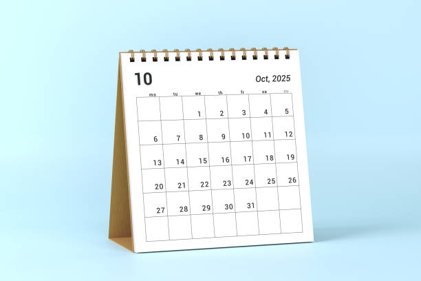 istock 2025 October Calendar On Blue Background 2188339643