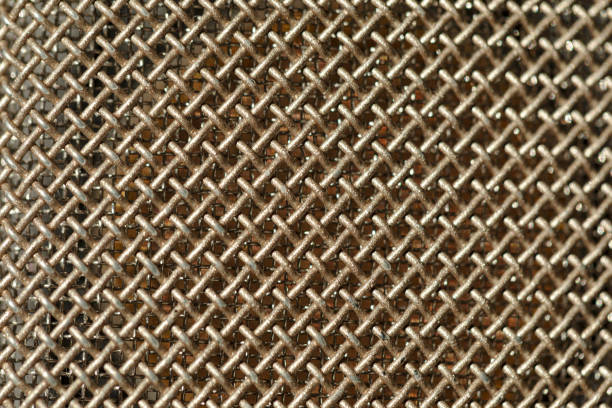 Close up of microphone wire mesh.