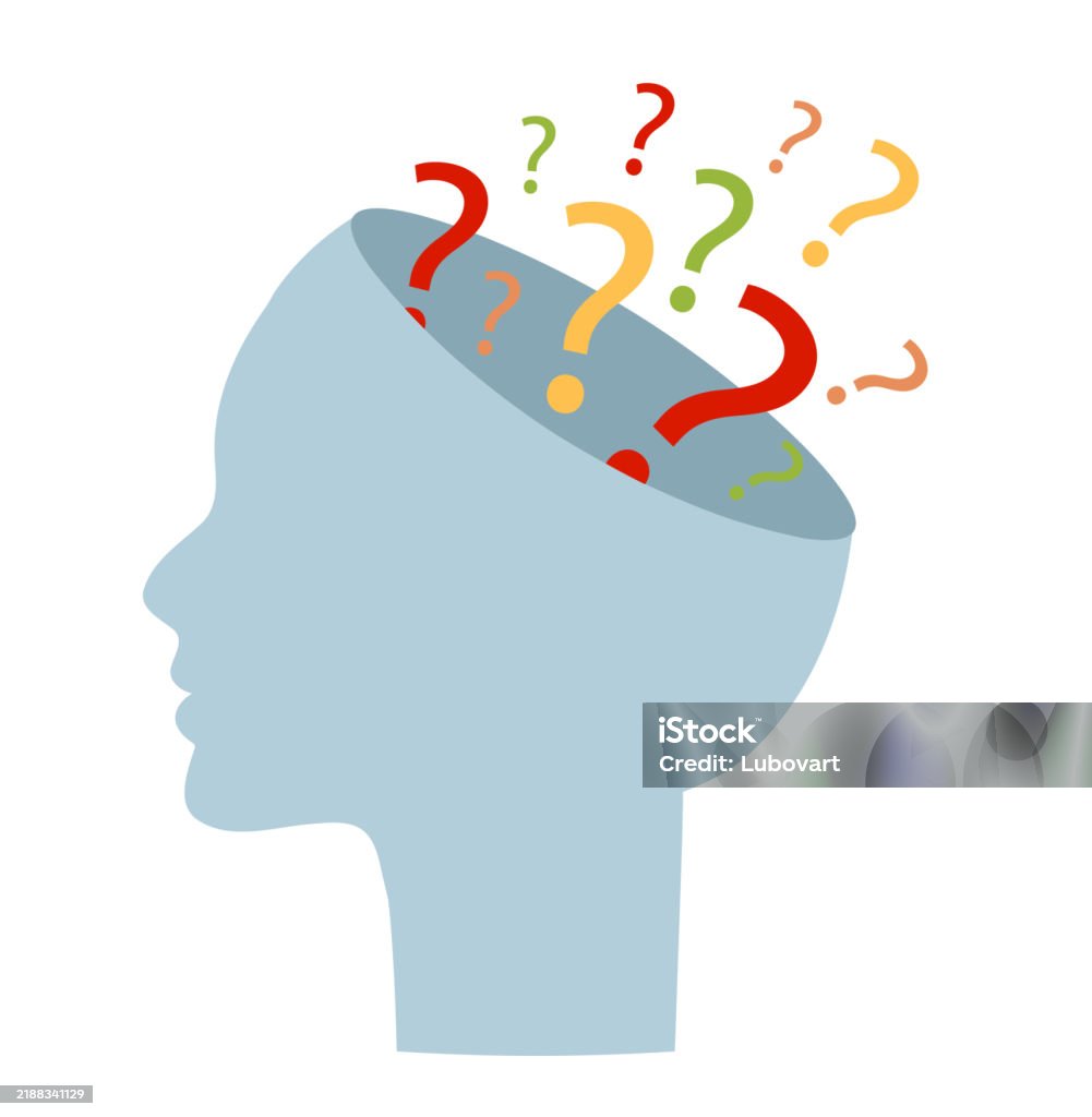 Head And Question Marks On A White Background Problem Solving Concept ...