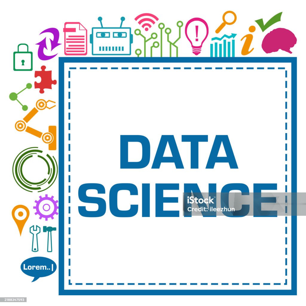 Data Science Signs Data Science Symbols Colorful Technology Square Corner Text Stock ...