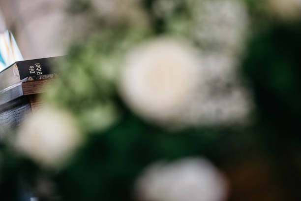 Artistic close-up photograph of a German Bible (\