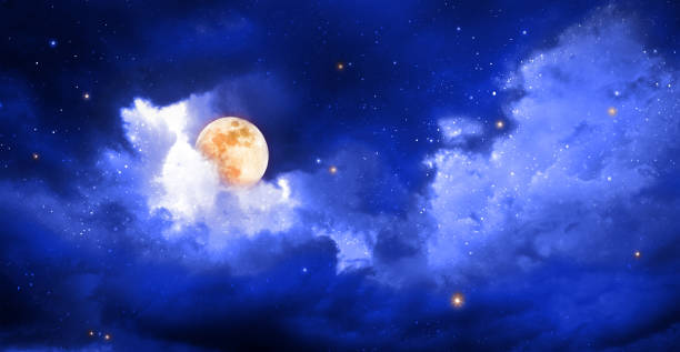 istock Stars sky abstract background with full moon. 2188350213